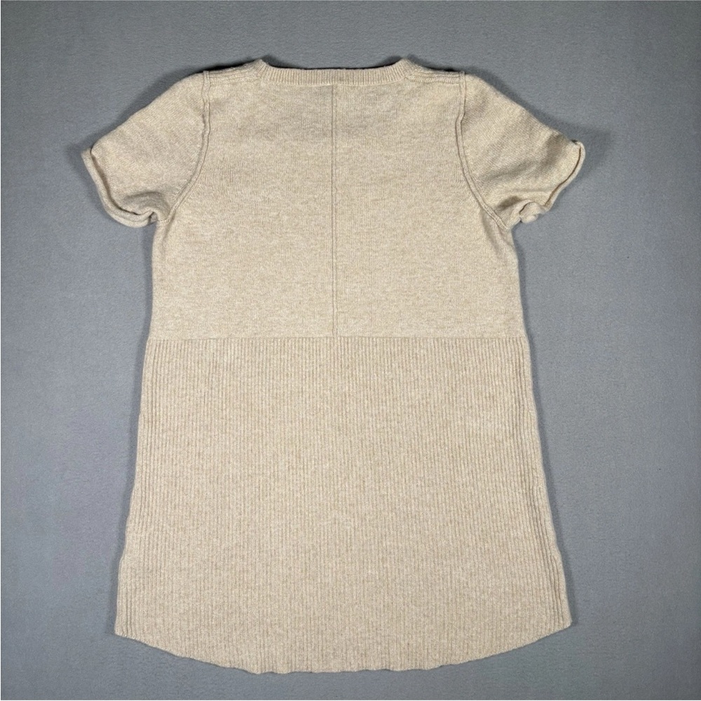 Anthropologie Sweater Dress Women’s Large Beige Wool Blend Short Sleeve - Picture 8 of 9